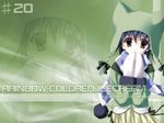  animal_hat artist_name blue_hair bow brown_eyes cat_hat coat copyright_request hands_together hat hat_bow looking_at_viewer mittens nanao_naru pom_pom_(clothes) scarf skirt solo striped striped_scarf wallpaper zoom_layer 