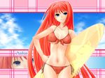  aozaki_aoko ayato bikini red_hair side-tie_bikini solo surfboard swimsuit tsukihime wallpaper 