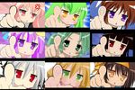  1girl character_request code_geass copyright_request crossover enma_ai fate/stay_night female higurashi_no_naku_koro_ni hina_ichigo jigoku_shoujo louise_fran&ccedil;oise_le_blanc_de_la_valli&egrave;re lucky_star mahou_shoujo_lyrical_nanoha parody pointing rozen_maiden solo sonozaki_mion style_parody suzumiya_haruhi suzumiya_haruhi_no_yuuutsu touhou zero_no_tsukaima 