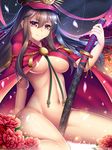  demon_archer erect_nipples fate/grand_order guardian_panda naked_cape sword underboob 