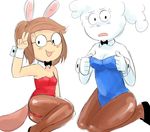  aipiepo anthro blush bow_tie breasts brown_hair bunny_costume cartoon_network cleavage clothed clothing cloud cloudy_jay duo eileen eyelashes eyewear fake_ears fake_rabbit_ears female frown glasses hair lingerie mammal mole open_mouth regular_show smile teddy_(clothing) 