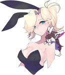  animal_ears animalization bare_shoulders blonde_hair blue_eyes breasts brown_hair bunny bunny_ears bunnysuit cropped_arms cropped_torso d.va_(overwatch) fake_animal_ears high_ponytail long_hair medium_breasts mercy_(overwatch) mwo_imma_hwag overwatch protected_link simple_background whisker_markings white_background 