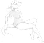  akunim bald bottom_heavy bottomless breasts clothed clothing eyewear female glasses mammal mouse olga_hulhova rodent shirt sketch slim small_breasts solo thick_tail 