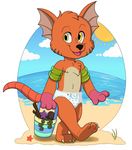  beach bucket bunny-butt_(artist) diaper inflatable invalid_tag pull-ups seaside tio water wings 