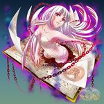  aura book book_focus chain cthulhu_mythos long_hair musora necronomicon original personification red_eyes solo tattoo white_hair 