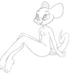  akunim bald bottom_heavy breasts buckteeth clothing eyewear female glasses mammal mouse nipples nude olga_hulhova rodent shorts sketch slim small_breasts smile solo teeth thick_tail 