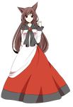  animal_ears bad_id bad_pixiv_id brown_hair dress fingernails full_body highres imaizumi_kagerou jewelry long_fingernails long_sleeves looking_at_viewer nekotora red_eyes solo touhou transparent_background wide_sleeves wolf_ears 