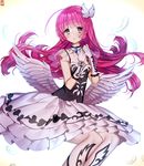  bad_id bad_pixiv_id collar feathered_wings frilled_skirt frills gambe gloves hair_ornament houjou_sophie long_hair looking_at_viewer pink_hair pretty_(series) pripara purple_eyes signature skirt solo white_feathers white_gloves white_wings wings 