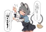  basket blush butt_plug capelet flanvia highres miniskirt mouse mouse_ears mouse_tail nazrin red_eyes simple_background skirt speech_bubble string sweatdrop tail touhou translated translation_request 