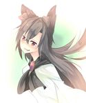  animal_ears aranagi_(arng_4401) brooch brown_hair fang full_moon imaizumi_kagerou jewelry long_sleeves moon open_mouth red_eyes solo touhou wide_sleeves wolf_ears 