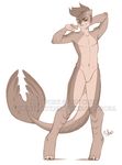  anthro armpits featureless_crotch half-closed_eyes male mammal marine nude pandora_(artist) pinniped sea_lion simple_background smile solo standing teeth white_background 
