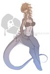  anthro bra clothed clothing female half-closed_eyes lingerie looking_at_viewer pandora_(artist) panties sea_serpent simple_background sitting smile solo underwear white_background 