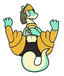  ambiguous_gender anthro armor dragon ever_oasis legs_up scalie smile solo trout_(artist) 