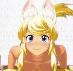  animal_ears animated animated_gif blonde_hair blue_eyes bouncing_breasts breasts extra_ears large_breasts liru lowres myu_ranran o-ring o-ring_top renkin_san-kyuu_magical_pokaan smile solo tail thumbs_up winking_(animated) wolf_ears wolf_girl wolf_tail 