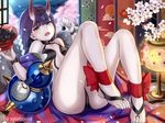  ankle_ribbon barefoot barefoot_sandals fate/grand_order fate_(series) horns looking_at_viewer oni purple_eyes purple_hair ribbon short_hair shuten_douji_(fate/grand_order) solo xyomouse 