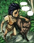 barefoot black_hair canine clothed clothing disney face_paint female hair human jewelry jungle jungle_book mammal mowgli necklace skimpy tattoo unknown_artist wolf 