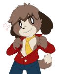  &lt;3 2015 animal_crossing anthro canid canine canis clothed clothing digby_(animal_crossing) dog freckles looking_at_viewer male mammal necktie nintendo oob open_shirt simple_background smile solo standing undressing video_games white_background 
