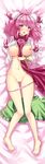  bandaged_arm bandages bare_legs barefoot between_breasts blush breasts bun_cover chain clothes_between_breasts cuffs dakimakura double_bun feet full_body gin'ichi_(akacia) ibaraki_kasen large_breasts looking_at_viewer lying naked_tabard nipples no_bra on_back open_mouth panties panty_pull pink_eyes pink_hair pink_panties pussy revision shackles shirt_lift short_hair skirt skirt_removed solo tabard touhou underwear 