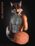  2018 anthro black_nose blake blakefox blue_eyes brown_hair bust_(disambiguation) canid canine dipstick_tail fox fur hair jewelry male mammal multicolored_tail necklace orange_fur solo white_fur 