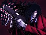  alucard_(hellsing) black_hair eyes gun hair_over_one_eye hellsing highres long_hair male_focus red_eyes satou_aji smile solo too_many_eyes weapon 