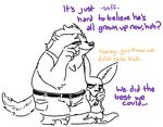  anthro canine clothed clothing dialogue disney duo english_text female fennec finnick flat_chested fox frown honey_(zootopia) honey_badger humor low_res male mammal mustelid nobody_(artist) smile text wistful zootopia 