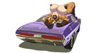  anthro breasts car ear_piercing female gideon hyena hyper lying mammal nude piercing simple_background smile vehicle white_background 