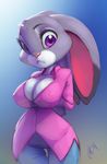  2016 anthro big_breasts breasts cleavage clothed clothing disney female judy_hopps lagomorph mammal rabbit solo thefuckingdevil zootopia 