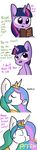  ! 2016 ? book comic crown dialogue drinking duo english_text equine female feral friendship_is_magic hair horn innuendo mammal multicolored_hair my_little_pony princess_celestia_(mlp) purple_eyes simple_background spit_take text tjpones twilight_sparkle_(mlp) unicorn white_background 