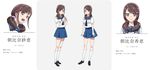  2girls asahina_kae asahina_sae blush brown_hair female hairclip haruchika kanji looking_at_viewer multiple_girls open_mouth sailor_collar school_uniform serafuku shiny_skin shoes simple_background skirt smile socks standing thighs tongue translation_request twins twintails 