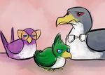  albatross avian beak bird blue_eyes cruelcomedienne eyewear feathers feral glasses green_feathers grey_feathers hawk jet_the_hawk purple_feathers sonic_(series) sonic_riders storm_the_albatross swallow_(bird) wave_the_swallow white_feathers 