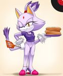  anthro blaze_the_cat bottomless breasts cat clothed clothing eyelashes feline female food looking_at_viewer mammal marthedog one_eye_closed pancake pussy slippers smile sonic_(series) spatula standing wink yellow_eyes 