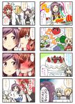  4koma :d ^_^ ^o^ ahoge arashi_(kantai_collection) arms_behind_back ascot asymmetrical_hair birthday_cake black_vest blonde_hair blush broccoli buttons cake candle closed_eyes collared_shirt comic commentary_request embarrassed eyebrows eyebrows_visible_through_hair eyelashes faceless food fruit full-face_blush gen_1_pokemon gloves goma-chan hagikaze_(kantai_collection) hair_tie hands_together hat highres jitome kamelie kantai_collection kerchief kirby_(series) long_hair maikaze_(kantai_collection) mask maxim_tomato multiple_girls neck_ribbon necktie nowaki_(kantai_collection) oddish open_mouth party_popper plate pleated_skirt pocket pokemon pokemon_(creature) ponytail potato purple_eyes purple_hair red_hair red_neckwear red_ribbon ribbon school_uniform serafuku shared_thought_bubble shirt short_sleeves shounen_ashibe side_ponytail sidelocks silver_hair skirt smile speech_bubble strawberry sweatdrop the_legend_of_zelda the_legend_of_zelda:_majora's_mask thought_bubble tomato top_hat translated vest white_gloves white_shirt wing_collar wrist_grab yellow_neckwear 