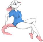  akunim albino anthro bald blue_shirt bottom_heavy bottomless breasts clothed clothing eyewear female glasses mammal mouse olga_hulhova pink_eyes pink_feet pink_hands pink_nose rodent shirt simple_background sketch slim small_breasts solo thick_tail white_background 
