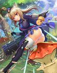  :o animal_ears ass bangs bird boots breasts brown_hair bullet commentary_request duck firing from_behind gatling_gun gloves gun hat high_heel_boots high_heels holding holding_weapon kisina large_breasts long_hair looking_back may_(seven_knights) minigun mushroom panties pantyshot pantyshot_(standing) pinky_out purple_eyes seven_knights solo standing strap tears thigh_boots thighhighs tree underwear weapon white_panties 