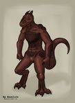  animal_humanoid ayla dragon dragon_humanoid female horn humanoid muscular muscular_female nude quanlain red_skin solo 