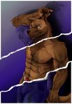  abs armpit_hair body_hair canine clothing dog german_shepherd happy_trail jockstrap looking_at_viewer male mammal muscular ninjatertel pecs smile solo teasing underwear 