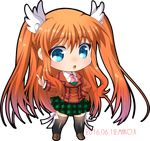  2016 artist_name blue_eyes chibi dated full_body hand_on_hip makokb necktie ootori_chihaya orange_hair plaid plaid_skirt rewrite ribbon school_uniform skirt solo thighhighs transparent_background twintails unmoving_pattern winged_hair_ornament zettai_ryouiki 