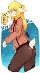  1girl ass baadtnen black_eyes blonde_hair brown_eyes furry ponytail rabbit solo 