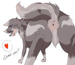  &lt;3 2011 ambiguous_gender anus blush butt canine eyes_closed feral fur grey_fur inviting low_res mammal miku1215 presenting presenting_hindquarters quadruped raised_tail simple_background solo white_background wolf 