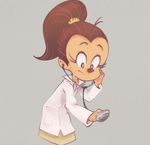  1girl conoghi luan_loud nickelodeon ponytail scrunchie simple_background solo stethoscope the_loud_house upper_body 