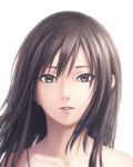  bad_id bad_pixiv_id black_eyes black_hair blurry depth_of_field face long_hair looking_at_viewer original parted_lips simple_background solo sugi_214 