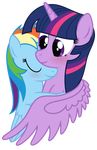  blue_feathers donparpan_(artist) duo equine eyes_closed feathered_wings feathers female feral friendship_is_magic fur hair horn horse mammal multicolored_hair my_little_pony pegasus pony purple_eyes rainbow_dash_(mlp) rainbow_hair twilight_sparkle_(mlp) winged_unicorn wings 