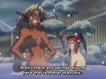  2girls aisha_clanclan bath breasts dark_skin long_hair multiple_girls nipples nude outlaw_star screencap snow 