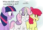  apple_bloom_(mlp) blush english_text equine female feral friendship_is_magic frown group hair horn horse mammal my_little_pony open_mouth porkboy red_hair smile sweetie_belle_(mlp) tears text tongue twilight_sparkle_(mlp) unicorn 