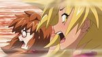  2girls animated animated_gif blonde_hair brown_hair dark_skin energy_kyouka!! glasses hair multiple_girls open_mouth shiraishi_kyouka surprise 