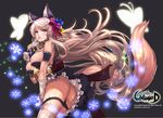  animal_ears braids breasts bunny_ears foxgirl long_hair panty_pull qbspdl tail thighhighs unleashed white_hair 