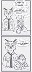  canine clothing comic dialogue disney fox lagomorph mammal mead_(artist) nick_wilde rabbit speech_bubble uniform zootopia 