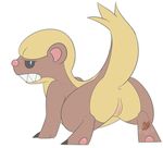  2016 alpha_channel ambiguous_gender anidra annoyed brown_fur butt claws digital_media_(artwork) female feral fur looking_at_viewer low_res mammal mustelid nintendo pok&eacute;mon presenting pussy raised_tail sharp_teeth simple_background solo teeth transparent_background video_games yungoos 
