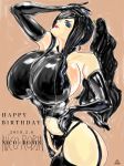  1girl black_gloves breasts cleavage cleavage_cutout dress full_body gloves gmotida hand_on_hip high_heels huge_breasts large_breasts long_hair nico_robin one_piece 
