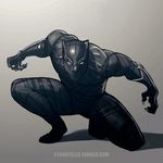  artist_name black_panther_(marvel) caleb_thomas claws grey_background looking_at_viewer male_focus marvel mask simple_background solo squatting superhero 